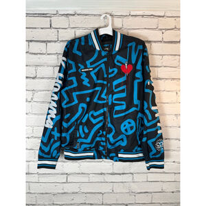 Men's K. Haring x Members Only Bomber Jacket Art Blue Black Tokyo size Large